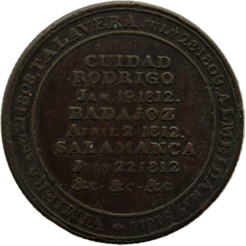 1812 Half Penny Canada Wellington Peninsular token to Madrid