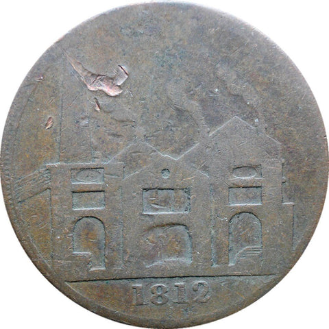 1812 One Penny Token United Kingdom Hull Lead Works I.K. Picard