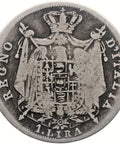 1813 M 1 Lira Kingdom of Italy Coin Napoleon I Silver
