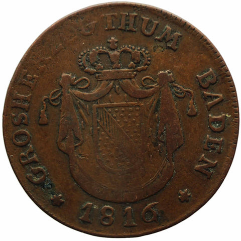 1816 1 Kreuzer Grand - duchy of Baden (German states) Coin Karl Ludwig Friedrich