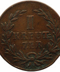 1816 1 Kreuzer Grand - duchy of Baden (German states) Coin Karl Ludwig Friedrich