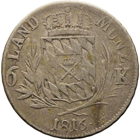 1816 6 Kreuzer Bavaria Coin Maximillian I Joseph Germany