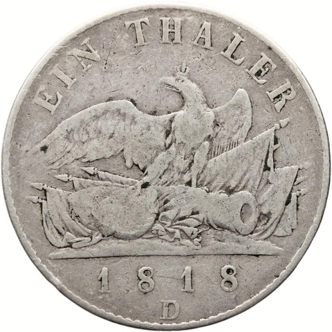 1818 D 1 Thaler Prussia Coin Friedrich Wilhelm III Silver Germany Düsseldorf Mint