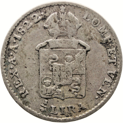1822 V 1/4 Lira Lombardy - Venetia Coin Italy Silver Venice Mint