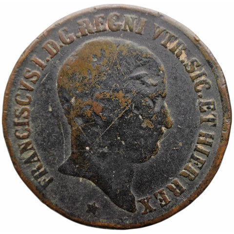 1825 10 Tornesi Kingdom of the Two Sicilies Italy Coin Francis I