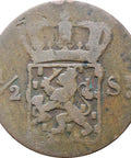 1825 Half Stuiver Netherlands East Indies Willem I Coin Sumatra