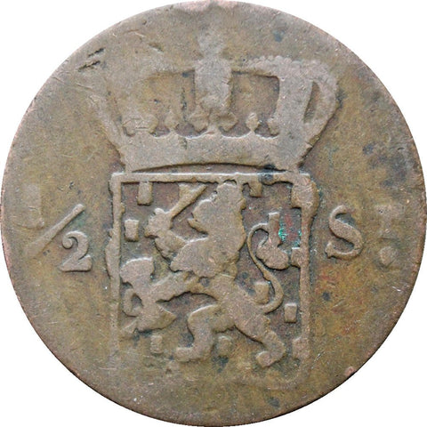 1825 Half Stuiver Netherlands East Indies Willem I Coin Sumatra