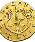 1826 JF Gold 1 Peso Colombia Republic Coin Mint Bogota