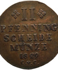 1829 CvC 2 Pfennige Karl II Duchy of Brunswick German states Coin