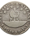 1830 PTS JL 1 Sol Bolivia Silver Coin Simon Bolivar