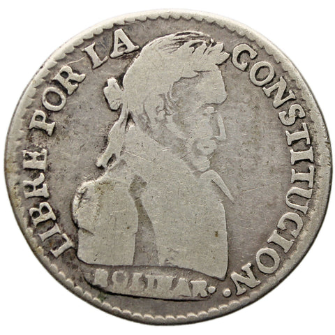 1830 PTS JL 1 Sol Bolivia Silver Coin Simon Bolivar