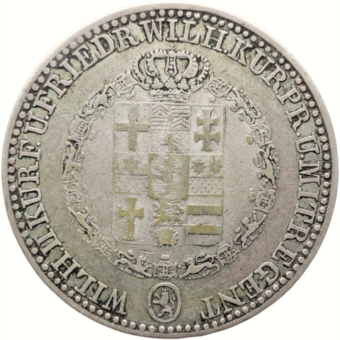 1834 1 Thaler Hessen - Kassel Germany Coin Wilhelm II & Friedrich Wilhelm Silver