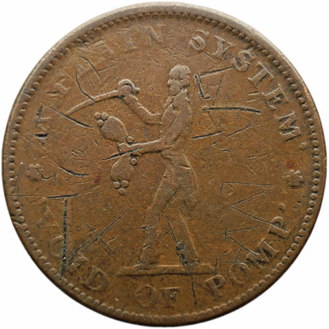 1834 Token USA A Plain System Void of Pomp Hard Times