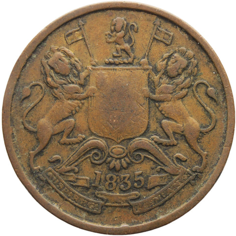1835 Half Anna British East India Company Coin Madras Mint