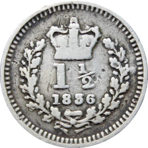 1836 1 and half Pence William IV Great Britain Silver British Coin Struck for Colonial use
