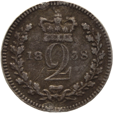1838 2 Pence Queen Victoria Maundy Issues Silver Coin