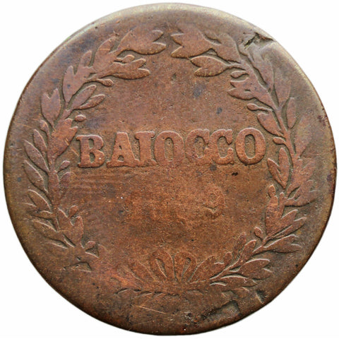 1839 B 1 Baiocco Pope Gregorio XVI Papal States Italian Coin