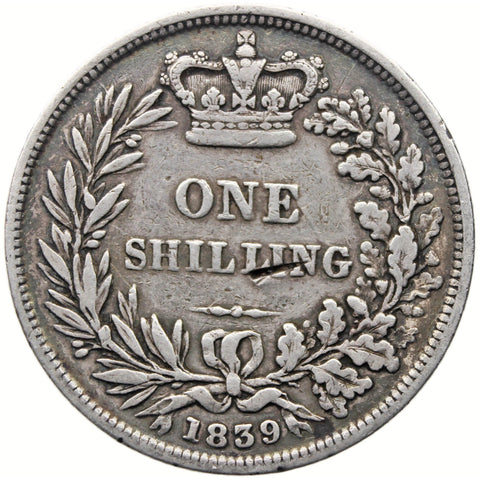 1839 Shilling Victoria Coin Silver UK