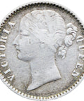 1840 British India Victoria silver quarter 1/4 Rupee Coin Plain 4 in date