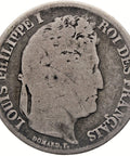 1841 B 1 Franc France Coin Louis - Philippe I Silver Rouen Mint