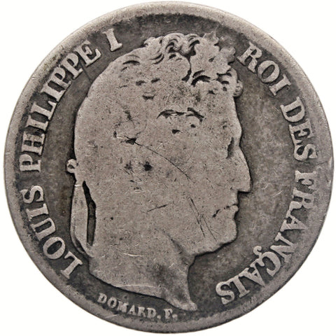 1841 B 1 Franc France Coin Louis - Philippe I Silver Rouen Mint