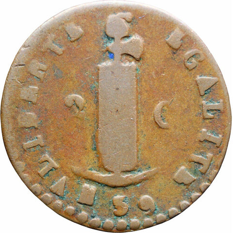 1842 Haiti 2 Centimes Coin