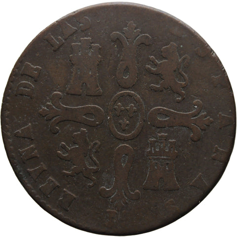 1844 JA 8 Maravedis Isabel II Spain Coin Jubia Mint Constitutional