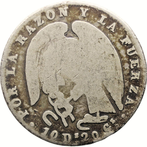 1845 2 Reales Chile Coin Silver