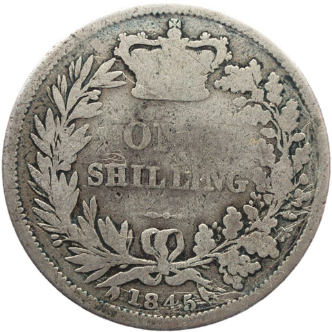 1845 Shilling Victoria Queen Great Britain Silver British Coin