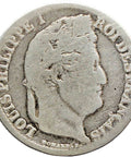 1847 50 Centimes France Louis - Philippe I Cleaned Silver Coin Paris Mint