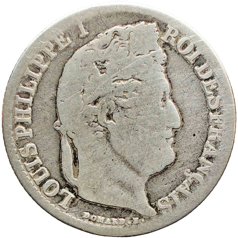 1847 50 Centimes France Louis - Philippe I Cleaned Silver Coin Paris Mint