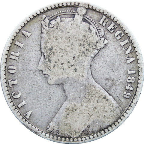 1849 Great Britain Queen Victoria Two Shillings Florin Silver Coin (' Godless' type)