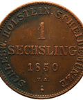 1850 1 Sechsling Germany Provisional government of Schleswig - Holstein Coin