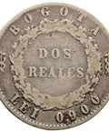 1851 2 Reales Colombia Coin Silver Republic of New Granada Period Bogota Mint
