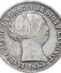 1853 2 Reales Isabel II Spain Silver Coin