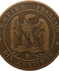 1853 D 10 Centimes France Napoleon III Coin Lyon Mint