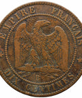 1854 B 10 Centimes France Napoleon III Coin Rouen Mint