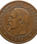 1854 MA 10 Centimes France Napoleon III Coin Marseille Mint