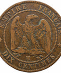 1854 MA 10 Centimes France Napoleon III Coin Marseille Mint