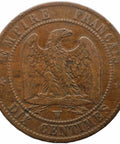 1854 W 10 Centimes France Napoleon III Coin Lille Mint