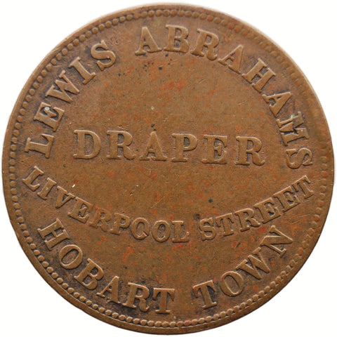 1855 1/2 Penny Australia Token Lewis Abrahams - Hobart, Tasmania