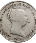 1855 20 Reales Isabel II Spain Silver Coin
