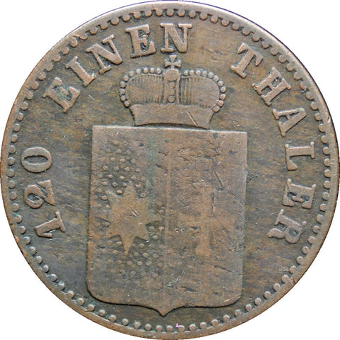 1855 3 Pfennige German states Waldeck - Pyrmont George Victor Coin Hannover Mint Germany