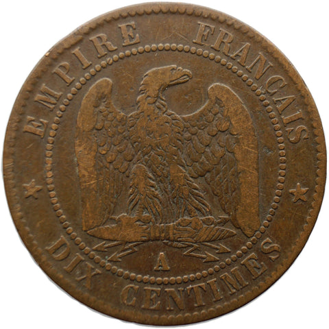 1856 A 10 Centimes France Napoleon III Coin Paris Mint