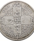 1856 Florin Gothic Victoria Coin UK Two Shillings Silver