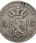 1857 1/10 Gulden Netherlands East Indies Coin William III Silver