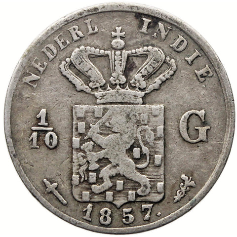 1857 1/10 Gulden Netherlands East Indies Coin William III Silver
