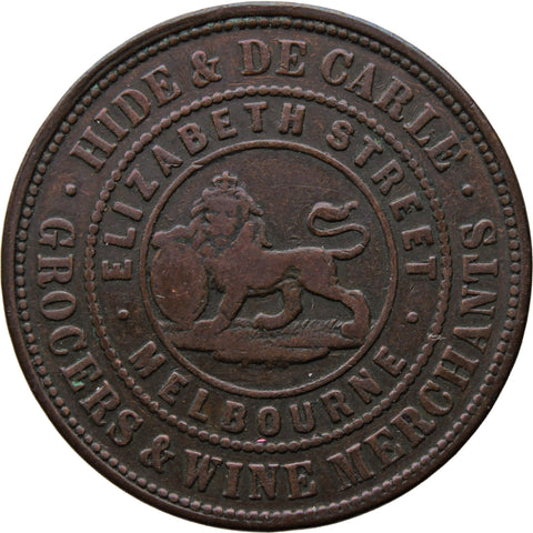 1858 1 Penny Australia Token Hide & De Carle – Melbourne