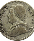 1858 20 Baiocchi Pio IX Papal States Silver Coin