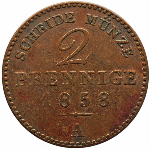 1858 A 2 Pfennige Grand duchy of Saxe - Weimar - Eisenach German Coin Carl Alexander